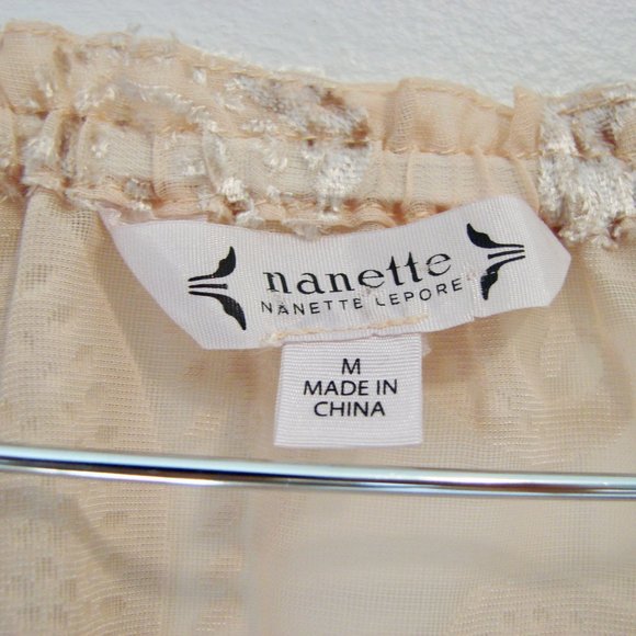 Nanette Lepore Tunic Blouse Cream Flowy Loose Romantic Holiday Party Size Medium - Picture 4 of 15